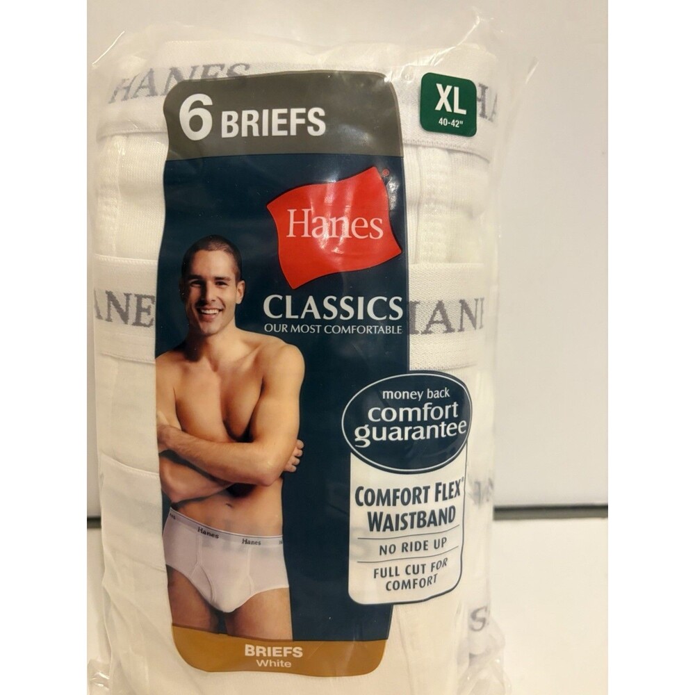 Hanes Classics Briefs 7764P6 Full Cotton White Men’s XL 40-42 New 2010 6 Pack